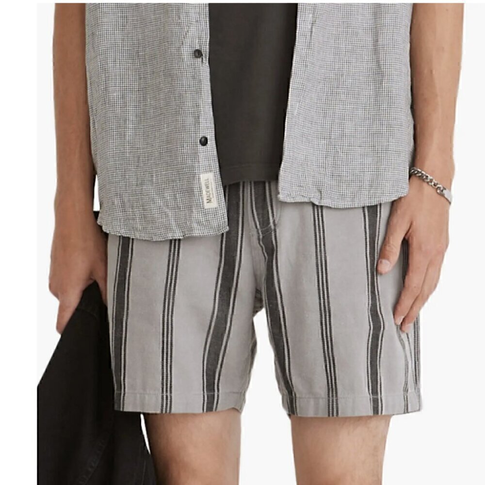 NWT Madewell Hemp-Cotton Printed Short in Black Coal